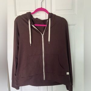 vuori brown halo knit zip up jacket